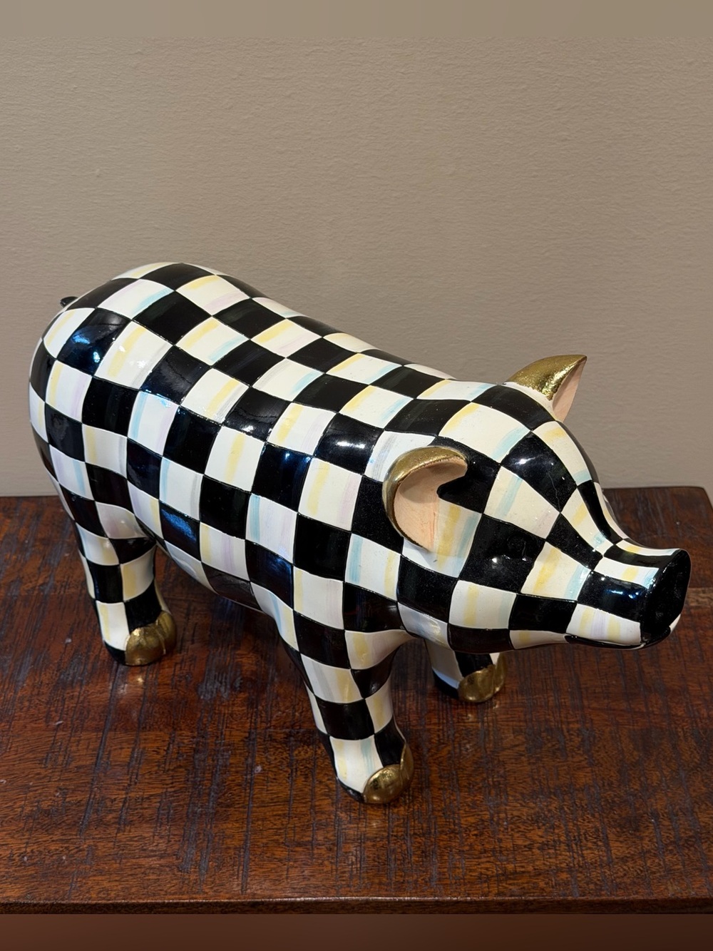 MacKenzie-Childs Courtly Check Pig Figurine